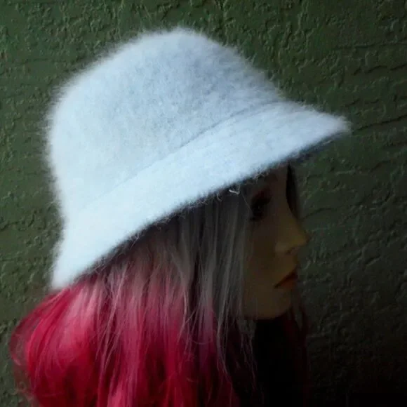 EUC Angora Mix - Rabbit Hair - Light Blue Winter Hat - Picture 7 of 8